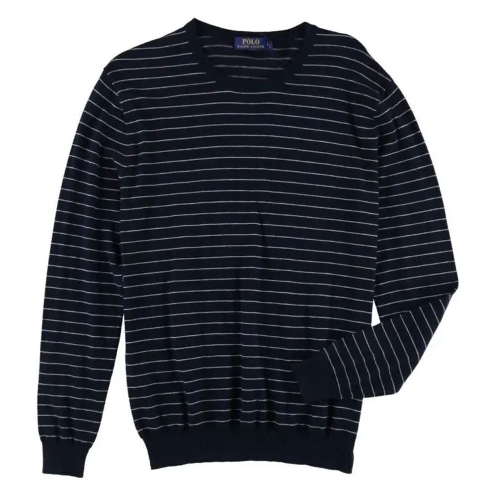 Polo Ralph Lauren Mens Cashmere Blend Pullover Sweater size XL Navy White